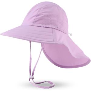 JANGANNSA Baby Sun Hat Boys Girls Infant Toddler Bucket Hat Kids Neck Flap Sun Protect Cap Beach (Purple)