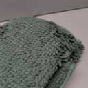 Green Bathroom Rug Chenille 3-Piece Extra Soft and Absorbent Shag Bath Mat Set, Machine Wash Bathroom Rug Set, Strong PVC Non-Slip Underside, Plush Carpet Bath Mat (Dark Green)