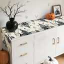 4 x Artscope Black White Spooky Haunted House Tree Ghost Halloween Table Runner, Halloween Holiday Kitchen Dining Table Decoration for Fall Home Decor 13x72 Inch