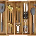 Luxury Acacia Silverware Organizer -Kitchen Drawer Organizer - Utensil Holder and Cutlery Organizer with Grooved Drawer Dividers for Flatware and Kitchen Utensils (5 Slot)