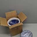 Ceramic Soup Bowls Set - 24 Oz Deep Cereal Bowl for Kitchen - 6 Inch Large Porcelain Dinner Bowl Eating Salad Pasta Dessert Oatmeal - Microwave Dishwasher Safe - Set of 6 - Vintage Blue