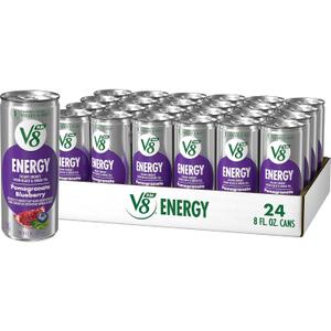 V8 +Energy Pomegranate Blueberry Juice Energy Drink, 8 fl oz Can (24 Pack) (Pack of 24 (8 Fl Oz))