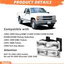 Headlights w/Bumper Lights Assembly compatible with 1994-1999 Chevy GMC C/K Silverado 1500 2500 3500 Suburban Yukon,Replace GM2520128 GM2521128