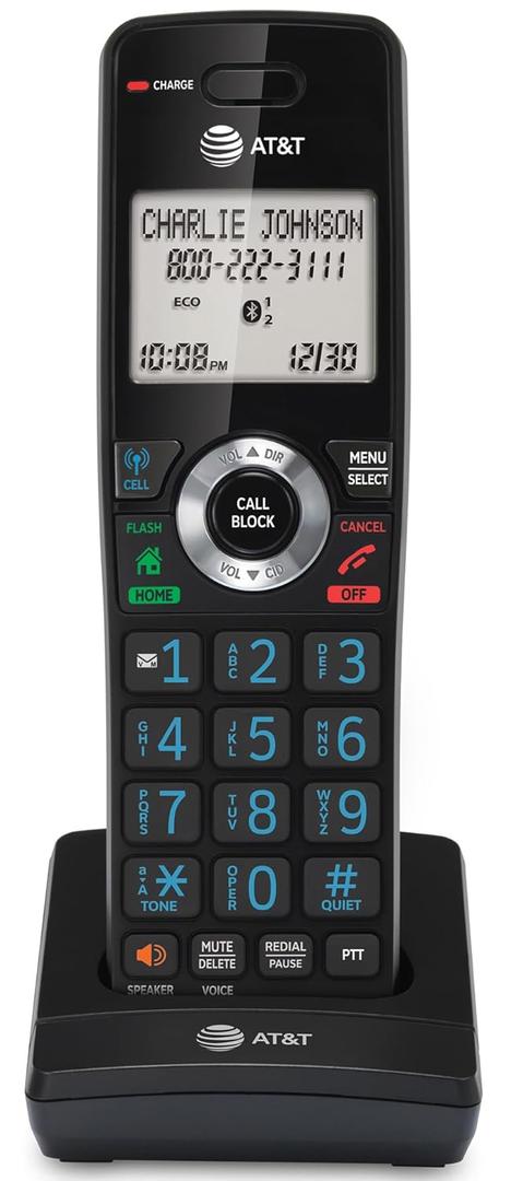 AT&T DLP70090 Expansion Cordless Handset ONLY  Compatible ONLY with DLP73290, DLP73390, DLP73490, DLP73590 Base Systems  Long Range DECT 6.0, Bluetooth Connect to Cell, Intercom, Speakerphone