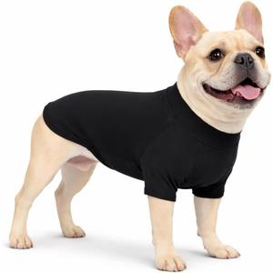 Premium Yoga-Fabric Dog T-Shirt  Breathable, Stretchy, Anti-Shedding Pet Clothes for All Seasons, Small to Large Dogs Black M