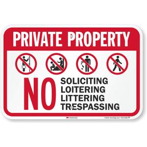SmartSign Private Property - No Soliciting, Loitering 2x3 5 inch