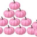 vensovo 3 Inch Small Pink Pumpkins for Decorating - 12PCS Mini Foam Decorative Pumpkins for Fall Decor, Paintable Artificial Pumpkins Perfect for Halloween Decor Thanksgiving Decor
