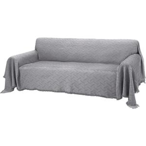 Rose Home Fashion Geometrical Throw Sofa Cover Blanket, Washable Couch Covers for 3 Cushion Couch Sofa Pet Friendly, Furniture Protector for Dogs (Large, Light Grey)