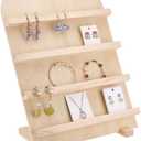 PH PandaHall 4-Tier Wooden Jewelry Display Stand Earring Card Displays Tower Bracelets Stands Rack Craft Fairs Showcase Holder with Slots for Selling Retail Jewelry Showing Exhibition Storage