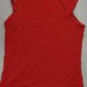 ForeFair Women's Sleeveless Square Neck Tank Top Double Layer Basic Crop Tops Summer Fitness Workout Casual Tops (Red) S