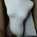 EaseHome Dress Form Mannequin Body, 50-70Height Adjustable Female Beige Linen Fabric Manikin Torso,Model Display Body Stand with Detachable Silver Metal Bracket and Rectangular Base