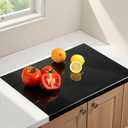 Acrylic Cutting Board with Counter Lip, 24x18 Inch Clear Cutting Boards for Kitchen Counter, Large Cutting Board Non Slip for Countertop Protector, Apartment Essentials Kitchen Decor Gifts, Black