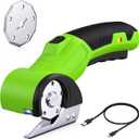 Cordless Electric Scissors Laelr 4V Rechargeable Box Cutter with 2 Blades LED Light Safety Lock Powerful Cardboard Cutting Tool Electric Rotary Cutter for Fabric Cardboard Carpet Leather Felt Plastic