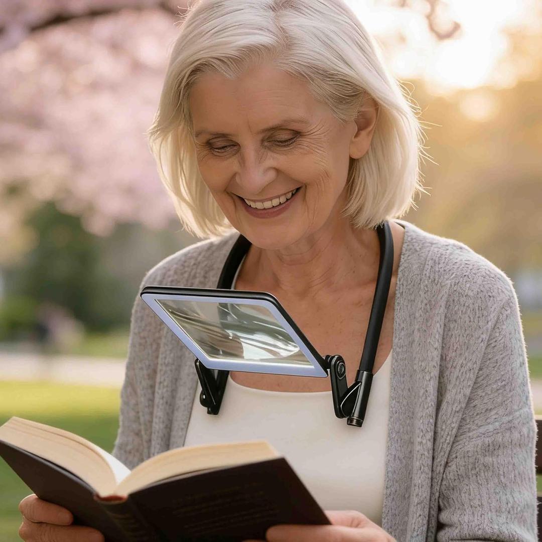 Magnifying Glass with Light for Reading Neck Light Hands Free Book Page Magnifier with LED Lights Dimmable 3 Color,Flexible Gooseneck Magnifying Glasses for Close Work Seniors Low Vision Elderly