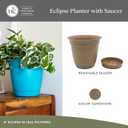 The HC Companies 10 Inch Eclipse Round Planter Pots with Drainage Holes & Attached Saucer, Lightweight UV-Resistant Plastic Indoor & Outdoor Planters, 2-Pack Flower Pots, Garden Home Decor, Sandstone