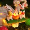 Easter Egg Bunny Campfire Flickering Night Light, Easter 3D Rabbit Night Light Plug in, Bunnies Figurine Lamps, Easter Decorations Indoor