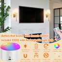 Battery Operated Wall Sconce Light Set Of Two, Battery Operated Sconces Wall Lighting Indoor Wireless Wall Sconce With Remote Control, Dimmable Battery Wall Lamp With 3CCT Bulb For Bedroom Living Room
