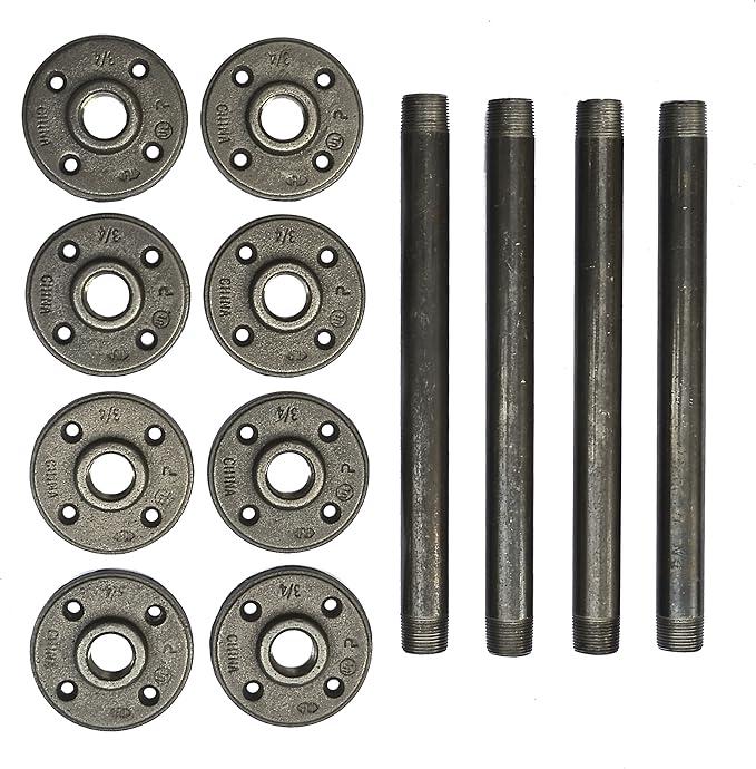 Homedecorandsuch Industrial Pipe Table Legs 8 12Inc " - 4 Small  4Inx  Pack Perfect for: Coffee Tables, Metal Table Legs, Side Table, Bench, Shelf, Night Stand - Industrial Quality 1/2" Pipe Hairpin Legs