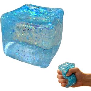 Premium Block Cube Squishy Ice Cube Squishies for Adults, Squishy Cube, Stress Cube (Blue)