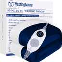 Westinghouse Heated Throw Blanket, Electric Blanket Throw with 6 Heating Levels and 2-10 Hours Time Settings, Flannel to Sherpa Super Cozy Heated Blanket Machine Washable, 50x60 inch, Navy