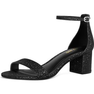 PIZZ ANNU Women's Low Block Chunky Heels Sandals Comfortable Open Toe Ankle Strap Party Dress Pump Shoes Strappy Buckle Heeled Sandal with 2 Inches Tall Thick Heel Design, Size 8