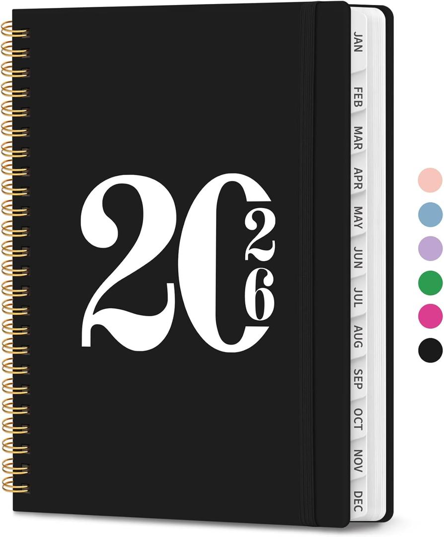2 x 2026 Planner, Weekly and Monthly Calender Planner, Jan 2026 to Dec 2026, Hardcover 2026 Calendar Book with Tabs & Inner Pocket, Office Home School Supplies for Women & Men - A5 (6.3" x 8.5"), Black