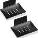 Aluminum Soap Tray Bath Rack - Black (2-Pack Soap Rack)
