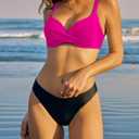 ZAFUL Women Twist Front Underwire Bikini Top Push Up Lace Up Swimsuit Tops Bra Padded Bathing Suit Tops (Pink, XL)