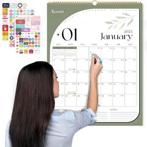 Calendar 2025, Wall Calendar 2025-2026 Planner Hanging17"x22" Calendar 2025-2026 with Spiral Bound Magnetic Fridge Calendars 18 Month Calendar with Thick Paper for Home & Office, Seasonal (Big Morandi)