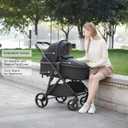 Gromast 3-in-1 Baby Stroller, Convertible Stroller for Newborn Infant Toddler with Reversible Seat, UPF 50+ Canopy & Cup Holder - Black