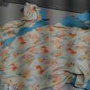 LovinPet Big Dog Jammies, Large Dog Pajamas, Anti Licking Shirt Lightweight Coral Peach Print, UV Protection Shirt, Easy to Wear Adorable Dog Onesie, Blue, 3XL