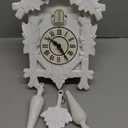 Rylai Cuckoo Clock Vintage Large Wooden Wall Clock Handcrafted 13x9.5 Inch (White)