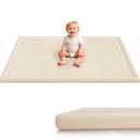 Floisdace Baby Play Mat for Floor, 1.3'' Thick Memory Foam Tummy Time Mat - Super Soft Coral Velvet Nursery Rug with Non-Slip Backing, Crawling Rug for Toddlers/Infants, Yoga & Tatami Use, 50''x 50''