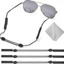 Glasses Strap 3 Pcs, Eyeglasses Strap for Men Women, Eye Glasses Holders Around Neck, Sunglasses Lanyard String for Sports, Eyewear Retainer (Black)