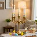 Rely+ 5 Arm Candelabra Taper Candle Holders Decorations Indoor Kitchen Dcor Table Candles Candlestick Candelabra Centerpiece (Gold)