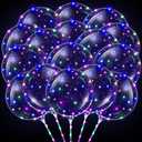 Libima 50 Pcs Light up Led Balloons Bulk 20 Inches Clear Flashing Glow in the dark Balloons with Handles and String Lights for Graduation Wedding Birthday Party outdoor yard Decoration
