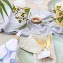 Cotton Linen Placemats and Napkins Set of 4 100% Pure Linen Scalloped Wavy Embroidery Placemats 13 x 19 Inch Cloth Napkins 20 x 20 Inch Layered Washable for Restaurant Kitchen Housewarming Gift