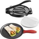 VEVOR Tortilla Press, 10 Inch Cast Iron Tortilla and Roti Maker, Heavy Duty Tortilladora Press, Pataconera Makers with Handle and 100 Pcs Parchment Paper, Dough Taco Press for Flour Tortilla, Tawa