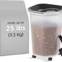 IRIS USA Airtight Dog Food Storage Container, Up to 25 lbs, Premium 60% Improved Airtightness with Seal & Air Valve, 2 Cup Scoop, Removable Wheels, Keep Fresh, Pet Food Bin Holder, Black (Black Lid)