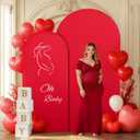 Red Arch Backdrop Covers - 7.2FT, 6FT Spandex Fitted Wedding Arch Stand Covers Round Top Chiara Stretchy Arch Backdrop Cover for Christmas Wedding Birthday Party Decoration