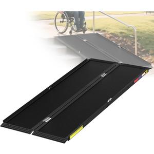 5FT Portable Wheelchair Ramp with Quick-Lock, Black Seamless Non-Slip Aluminum Folding Handicap Ramp,Threshold Ramp for Doorways, Wheel Chair Ramp for Home Steps