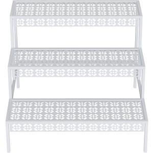 Garden 4 you 3 Tiers Metal Plant Stand,Rectangular Ladder Flower Pots Outdoor Plant Rack, Indoor Plant Display Rack, Heavy Duty Utility Storage Organizer for Home Garden Patio Balcony, Stair Style(White)