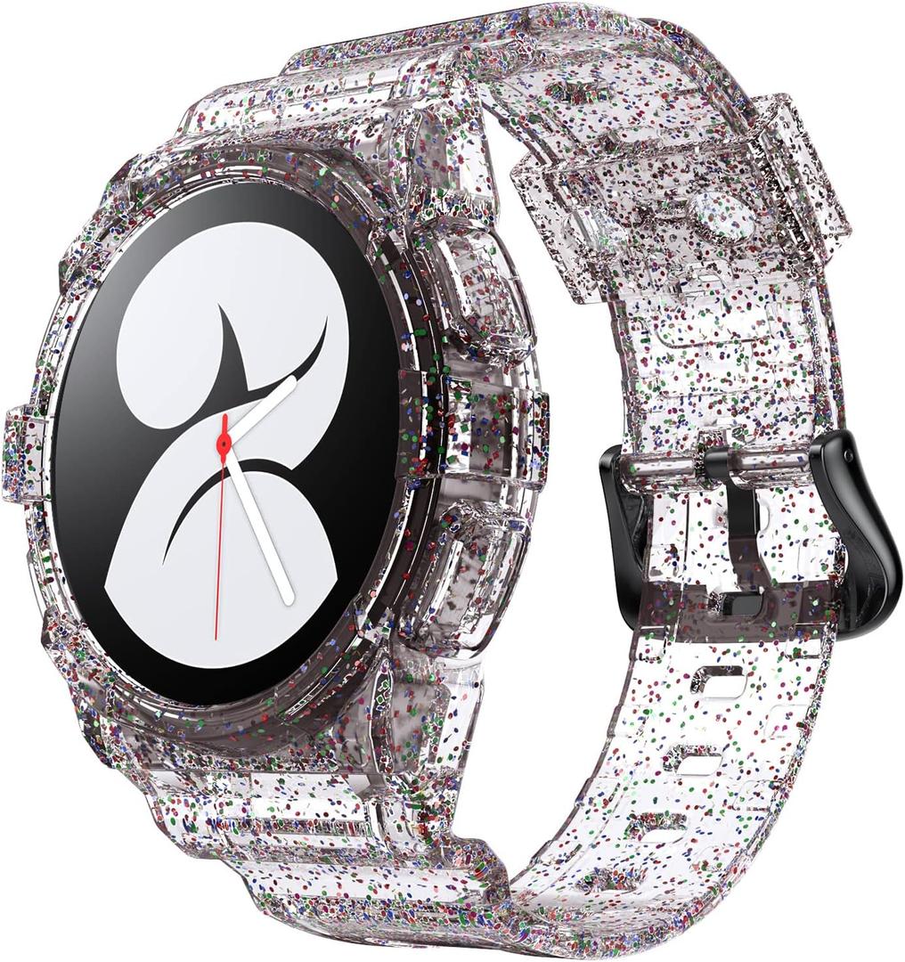 NotoCity for Galaxy Watch 4 Galaxy Watch 5/6 40mm Bands, Clear WatchBand with Protective Case Replacement Strap for Galaxy Watch 4 Watch 5 (40mm, star)