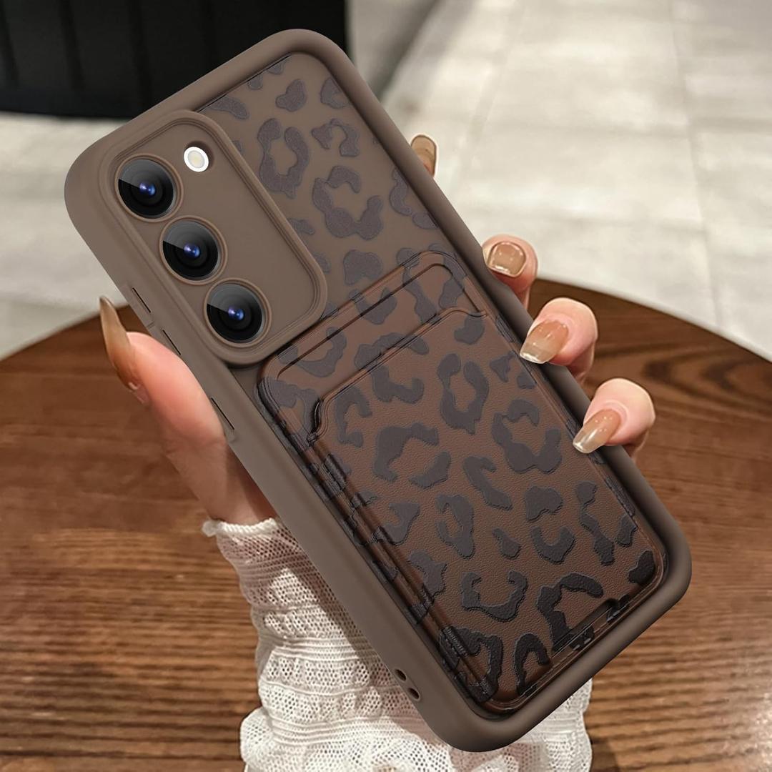 MOWIME Compatible with Samsung Galaxy S23 Plus Case with Card Holder, Cheetah Print Shockproof Soft TPU Protective Case Women Girls, Anti Scratch Wallet Case for Galaxy S23 Plus 6.6 Inch, Brown