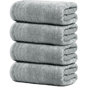 Tens Towels Pack of 4 Extra Large Bath Towels 30 x 60 Inches, 100% Cotton, Larger & Lighter Weight, Quicker to Dry, Super Soft and Absorbent, Perfect for Bathroom, Cool Grey