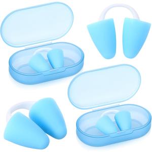 2 Pack Nose Plugs for Swimming for Adults and Kids (Age 7-12), Waterproof Soft Silicone Swimming Protectors Nose Block Nostril Plugs for Swimmers Surfers Water Sports (Blue)