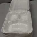 Vplus 300 PACK 100% Compostable Clamshell Take Out Food Containers, 8 inch x 8 inch Eco-Friendly Disposable, 3 Compartment, Heavy-Duty Bagasse To-Go Containers for Next Day Lunch, Potluck Party
