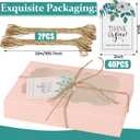 40 Pack Cookie Boxes with Clear Window, 7 x 4 3/8 x 1 Inch Small Pink Kraft Candy Boxes Premium Pastry Boxes with Tags Ropes for Cookie Packaging, Dessert, Donuts, Pie, Cupcakes, Parties
