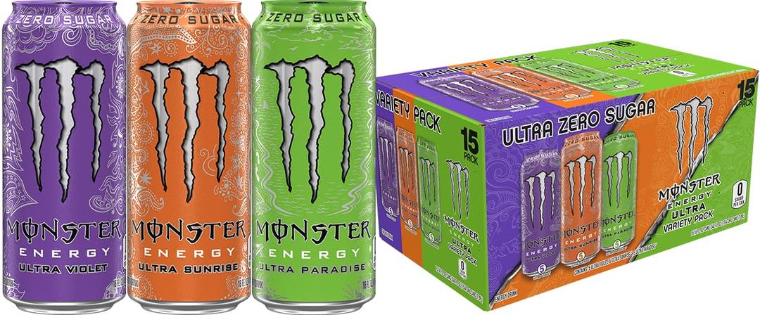 Monster Energy Ultra Variety Pack, POP, Sugar Free Energy Drink, 16 Ounce | Pack of 15 (EXP 09/30/26)