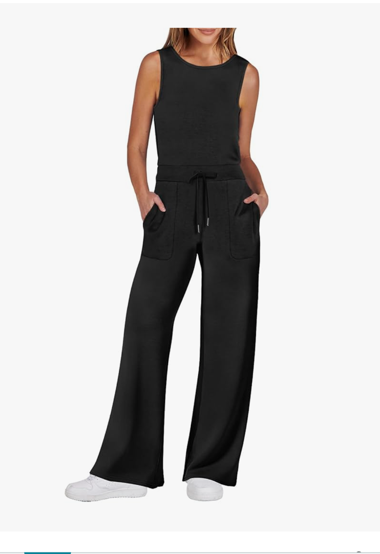 No Brand, Womens Jumpsuits 2025 Summer Casual Dressy Romper Sleeveless Wide Leg Long Pants One Piece Outfits Vacation Clothes, Size 160
